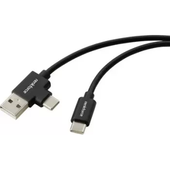 Renkforce USB-C uz USB-A kabelis, USB 2.0, 2 m, melns, 480 Mbps, dubulti ekranēts, PVC apvalks, taisni savienotāji RF-7116122