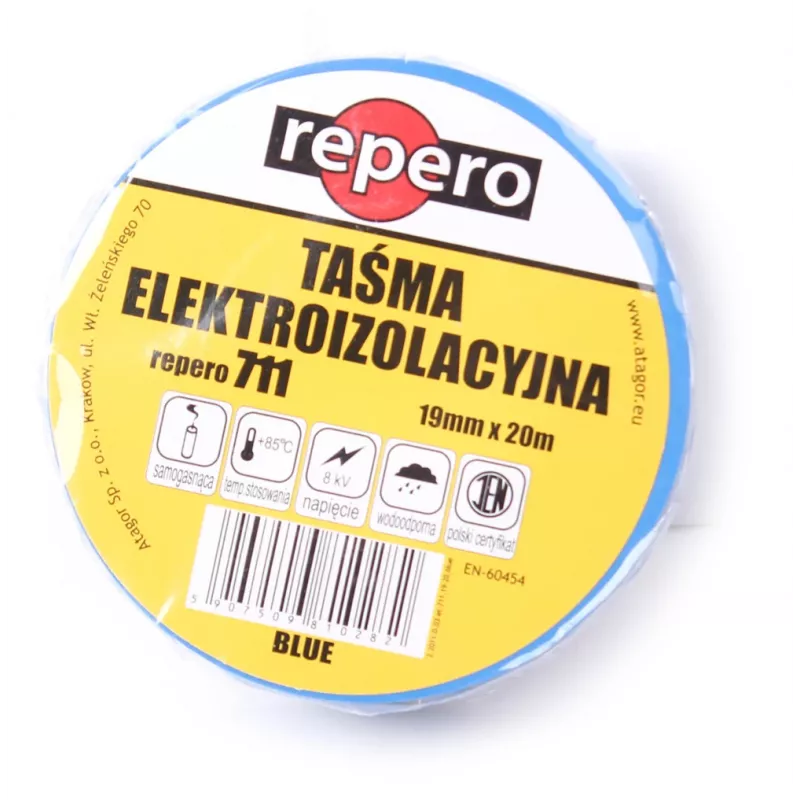 REPERO 711E zila PVC elektroizolācijas lente 19mm x 20m
