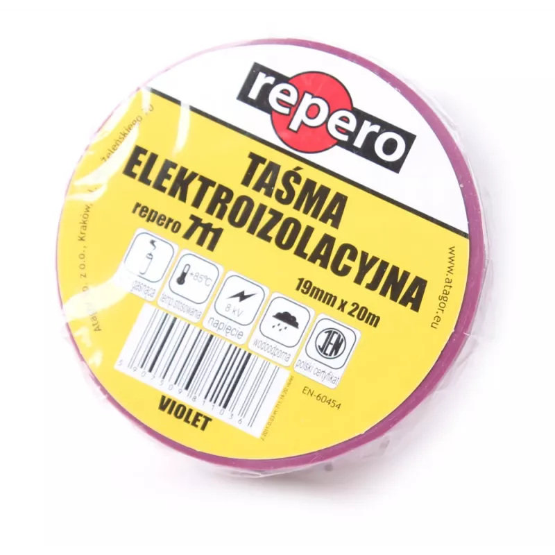 REPERO 711E violeta PVC elektroizolācijas lente 19 mm x 20 m