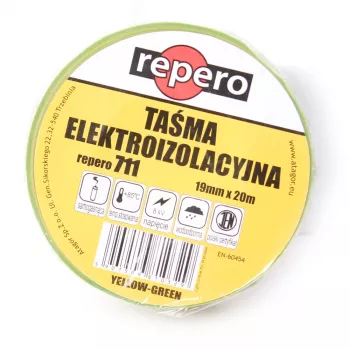 REPERO 711E Dzelteni zaļa PVC elektroizolācijas lente 19 mm x 20 m