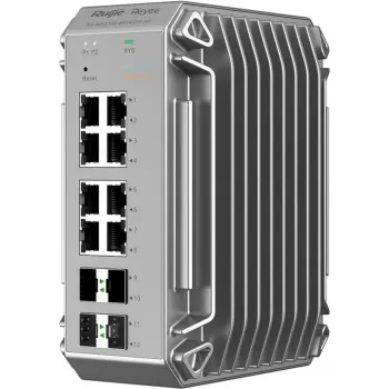 Reyee 12-Port Industrial Switch, 8x Gigabit, 4x SFP, līdz 80°C (RG-NIS3100-8GT4SFP-HP)
