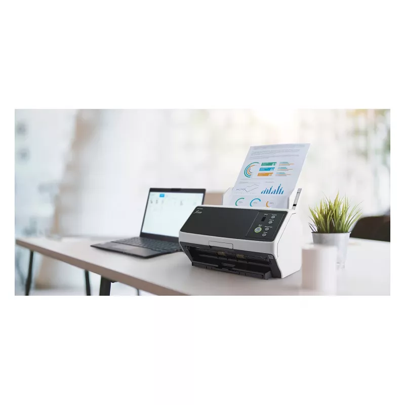 Ricoh fi-8150 abpusējais dokumentu skeneris ar 100 lapu ADF, 50 ppm/100 ipm, USB 3.2 un Gigabit Ethernet, 600 dpi, Clear Image Capture