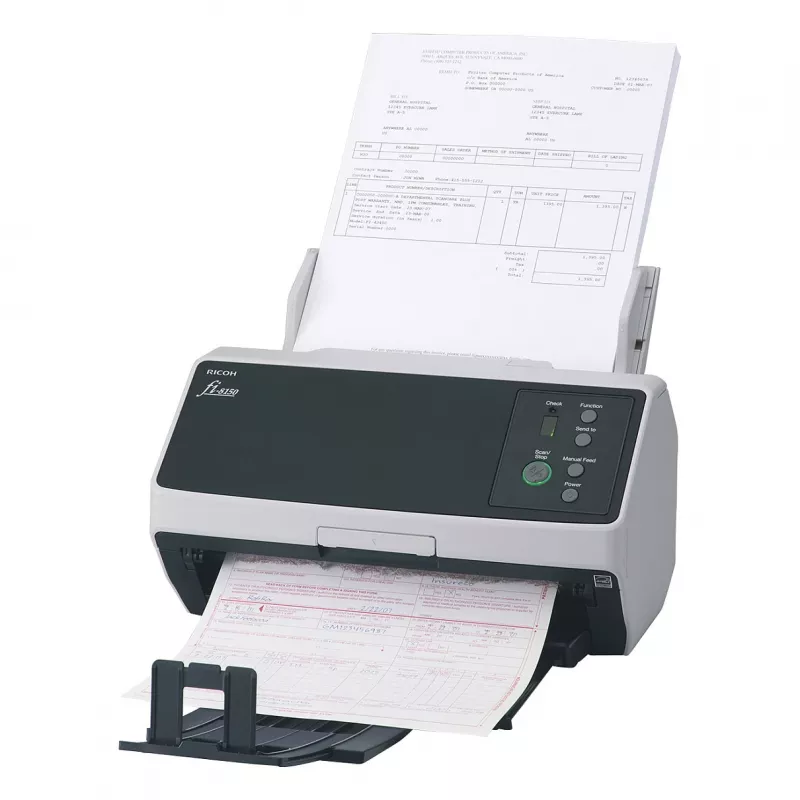 Ricoh fi-8150 abpusējais dokumentu skeneris ar 100 lapu ADF, 50 ppm/100 ipm, USB 3.2 un Gigabit Ethernet, 600 dpi, Clear Image Capture