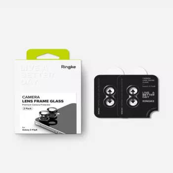 Ringke Camera Frame 2-Pack Samsung Galaxy Z Flip 8 - Melns alumīnija sakausējuma objektīva aizsargs ar 9H rūdītu stiklu