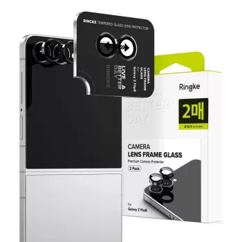 Ringke Camera Frame 2-Pack Samsung Galaxy Z Flip 8 - Melns alumīnija sakausējuma objektīva aizsargs ar 9H rūdītu stiklu