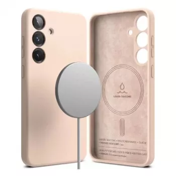 Ringke Galaxy S25 Silikona Magnētiskais Maciņš Pink Sand