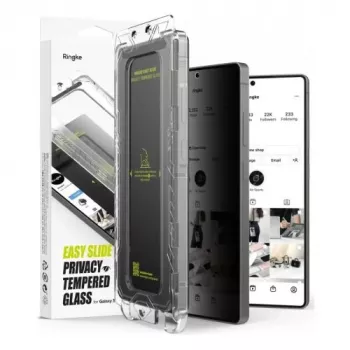 Ringke Galaxy S25 Ultra ekrāna aizsargs Premium Easy Slide Privacy rūdīts stikls 9H ar montāžas šablonu (2 gab.) caurspīdīgs