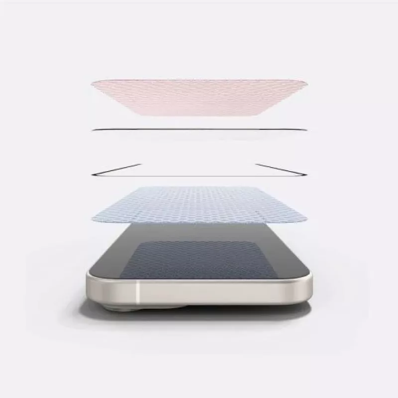 Ringke iPhone 15/16 ekrāna aizsargs Privātums Rūdīts stikls 9H ar uzstādīšanas šablonu Caurspīdīgs