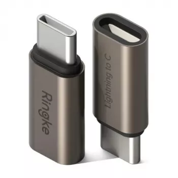 Ringke USB-C vīrišķais uz Lightning sievišķo adapteris (2 iepakojumā) Gunmetal