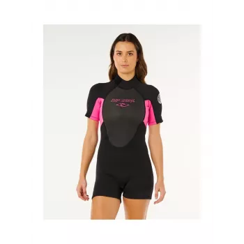 Rip Curl Omega Back Zip Springsuit - Melns/Rozā - Sieviešu - Izmērs S