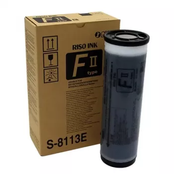 Riso S-8113E melnā dublikatora tintes kasetne (1000 ml) RZ/EZ/MZ/RV/RP/RA/RN/GR/FR/TR/CR/CZ/CV sērijām
