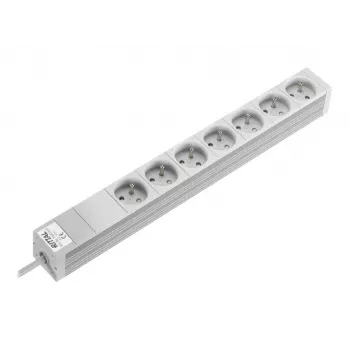 Rittal 7240510 1U 19 collu statīva PDU, 7x CEE 7/5 kontaktligzdas, 230V 16A, 2m kabelis, pelēks