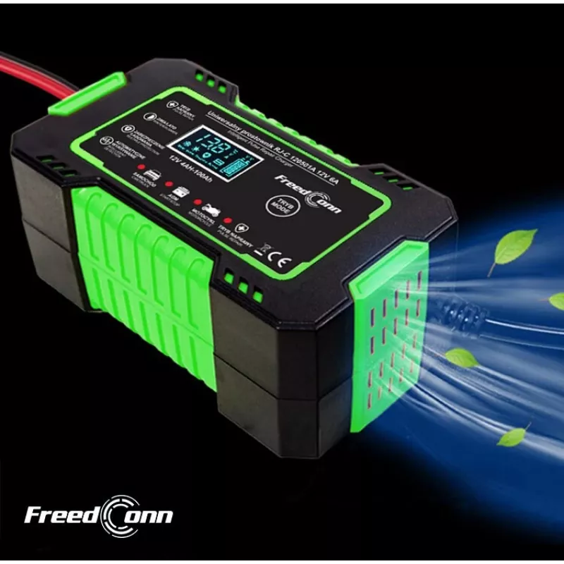 RJ TIANYE FreedConn RJ-C 120501A 12V 6A viedais automātiskais akumulatoru lādētājs svina-skābes, AGM, GEL, EFB akumulatoriem ar LCD displeju