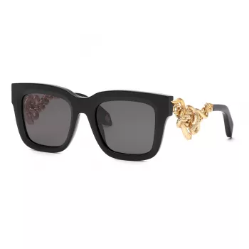 Roberto Cavalli SRC041M520700 Unisex Saulesbrilles - Melns Rāmis Pelēks Gradienta Lēcas 52mm