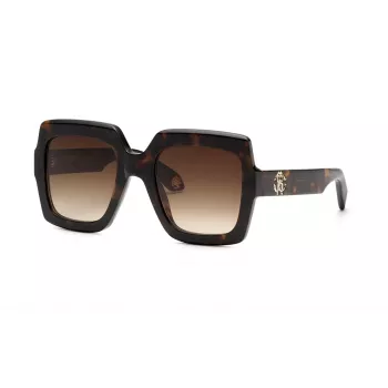 Roberto Cavalli sieviešu saulesbrilles SRC108-5204BL Cat Eye, zilas Havana krāsas rāmis, gradienta zilas lēcas, 52mm