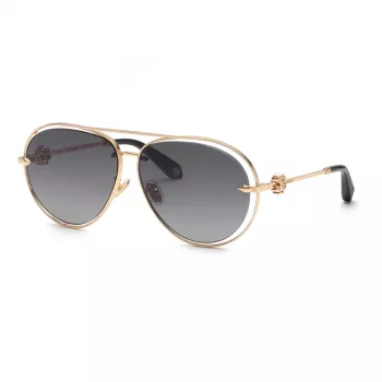 Roberto Cavalli Sieviešu Saulesbrilles SRC032M610300 - Lielizmēra Kvadrātveida Melns Rāmis Gradienta Dūmu Lēcas 61mm