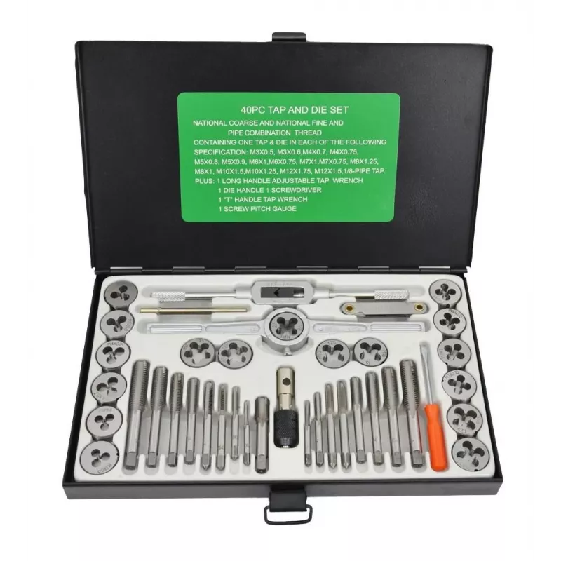 ROCKFORCE 40-Piece Metric Tap and Die Set M3-M12