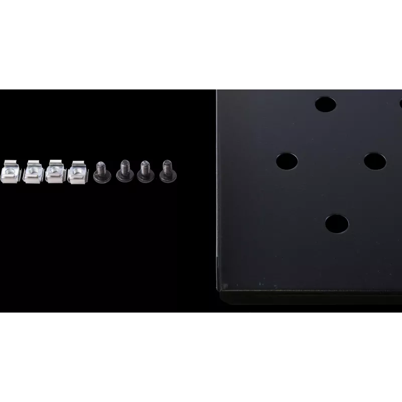 Rockstable 1U 19 collu fiksēts statīva plaukts, 690 mm dziļš, tērauds, melns, 50 kg slodzes ietilpība (RS19-FH69)