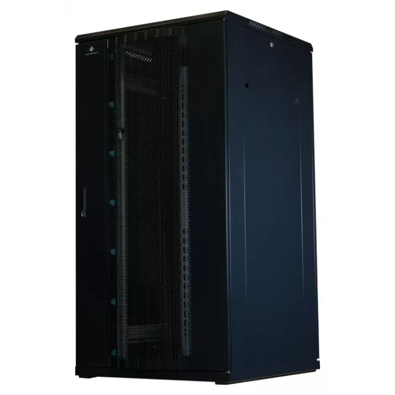 Rockstable 32U 19 collu serveru skapis ar sieta durvīm - brīvi stāvošs statīvs - 800 kg ietilpība - aizslēdzams - montāžas sliedes - regulējamas kājas (RS19-8832PP)