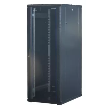 Rockstable 32U 19 collu servera skapis ar stikla durvīm - Brīvi stāvošs rāmis - 32U - 800 kg - Aizslēdzama slēdzene - Montāžas sliedes - Regulējamas kājas (RS19-6832)