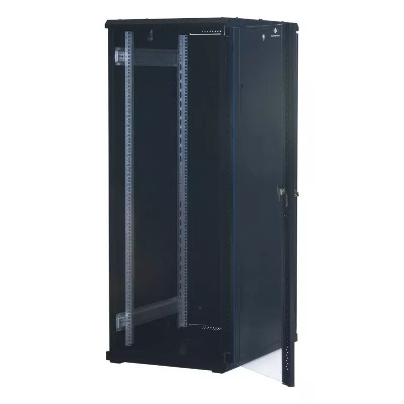 Rockstable 32U 19 collu servera skapis ar stikla durvīm - Brīvi stāvošs rāmis - 32U - 800 kg - Aizslēdzama slēdzene - Montāžas sliedes - Regulējamas kājas (RS19-6832)