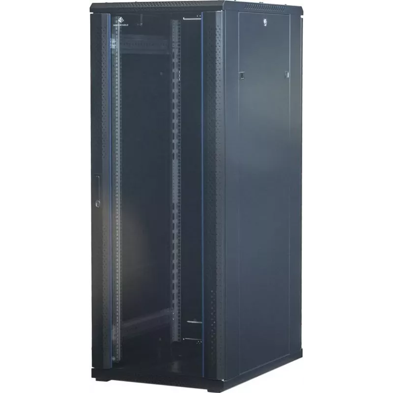 Rockstable 32U 19 collu servera skapis ar stikla durvīm - Brīvi stāvošs rāmis - 32U - 800 kg - Aizslēdzama slēdzene - Montāžas sliedes - Regulējamas kājas (RS19-6832)