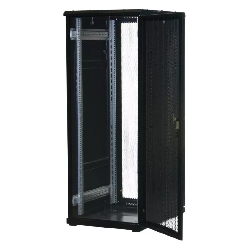 Rockstable 32U 19 inch Servera statīvs ar sieta durvīm - Brīvi stāvošs rāmis - 32U - 800 kg - Slēdzene - Montāžas sliedes - Regulējamas kājas (RS19-6832PP)