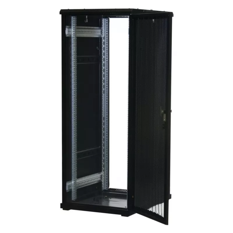 Rockstable 32U 19 inch Servera statīvs ar sieta durvīm - Brīvi stāvošs rāmis - 32U - 800 kg - Slēdzene - Montāžas sliedes - Regulējamas kājas (RS19-6832PP)