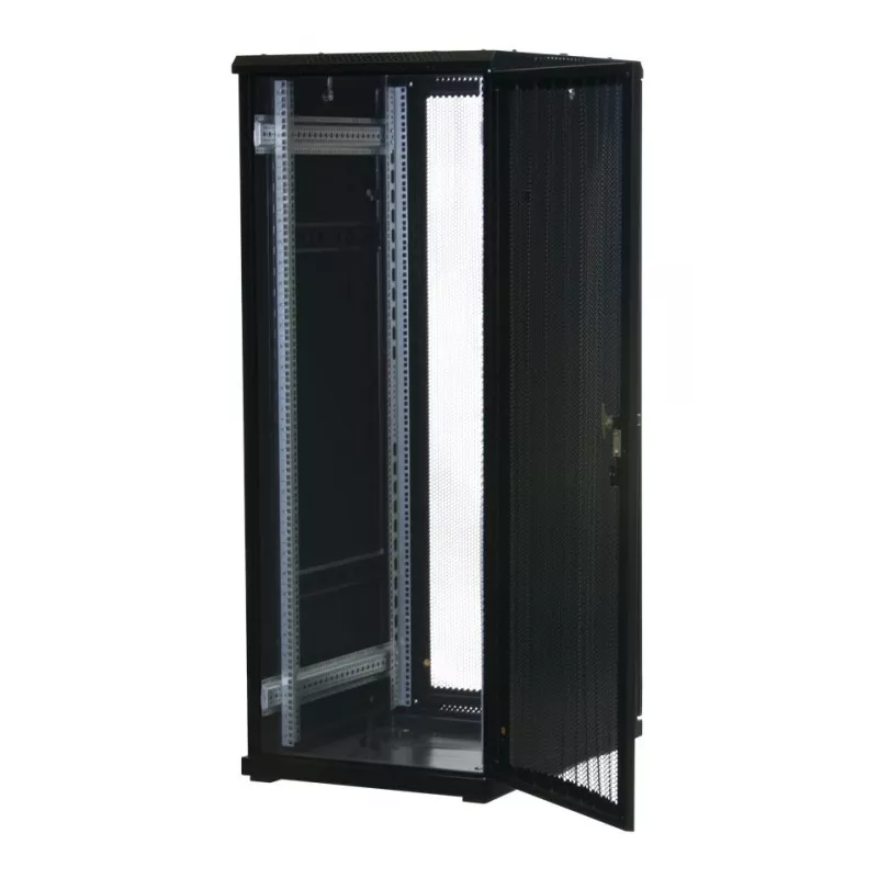 Rockstable 32U 19 inch Servera statīvs ar sieta durvīm - Brīvi stāvošs rāmis - 32U - 800 kg - Slēdzene - Montāžas sliedes - Regulējamas kājas (RS19-6832PP)