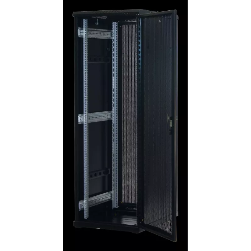 Rockstable 37 HE 19 inch Servera statīvs ar sieta durvīm - Brīvi stāvošs rāmis - 37U - 800 kg - Aizslēdzama slēdzene - Montāžas sliedes - Regulējamas kājas (RS19-6837PP)