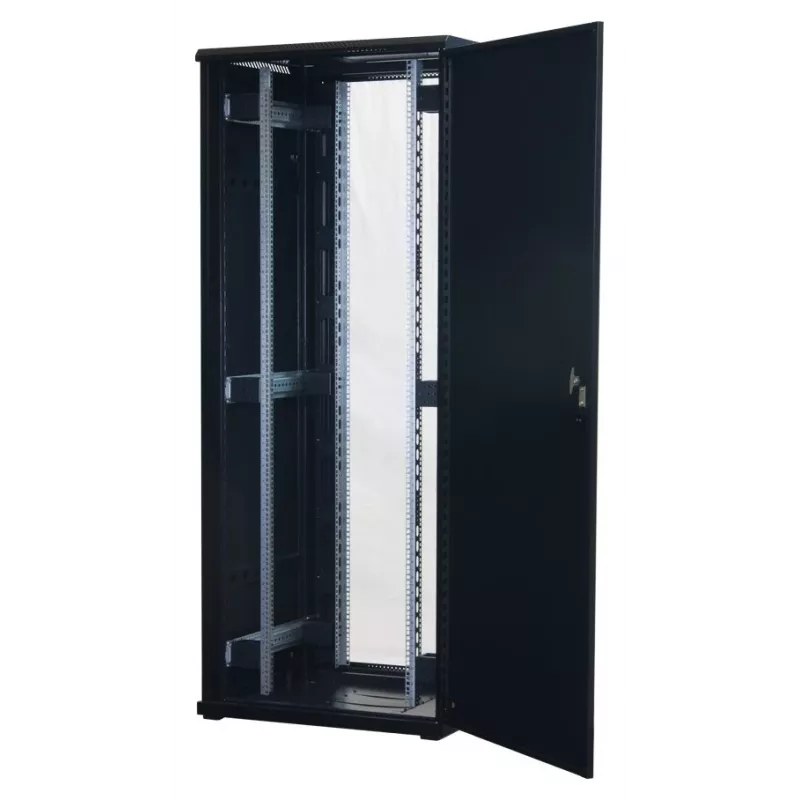 Rockstable 42U 19 collu servera skapis ar stikla durvīm - brīvi stāvošs statīvs - 42U - 800 kg - atslēgas slēdzene - montāžas sliedes - regulējamas kājiņas (RS19-8842)