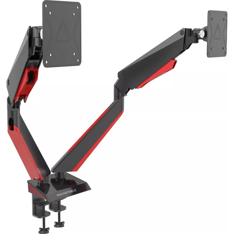 Rockstable RS-MM009 Gaming Monitor Mount for 2 Monitors - Clamp / Bolt - 16 kg - 15 inch - 32 inch - 100 x 100 mm - Black - Red