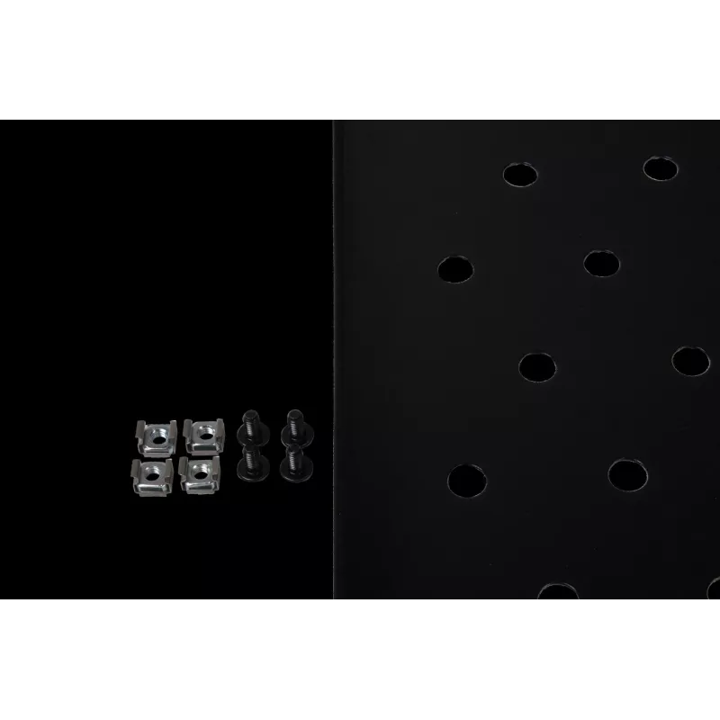 Rockstable RS19-FH612 1U Rack Shelf - Melns - Tērauds - 60 kg Kravnesība - Ovāli Perforēts