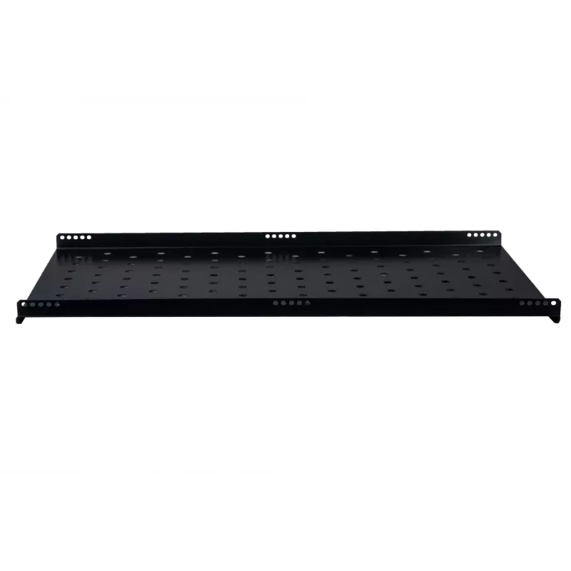 Rockstable RS19-FH612 1U Rack Shelf - Melns - Tērauds - 60 kg Kravnesība - Ovāli Perforēts