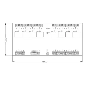 ROGER XM-8DR-BRD I/O paplašināšanas modulis, 8 ieejas, 8 releju izejas, RS485