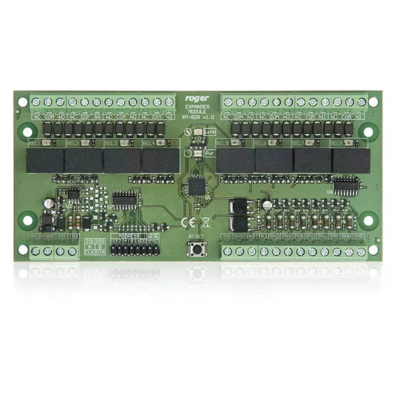 ROGER XM-8DR-BRD I/O paplašināšanas modulis, 8 ieejas, 8 releju izejas, RS485