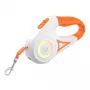 ROJECO RQYS-04 ORG Automātiskā suņu pavada ar LED gaismu, 5 m lente, balta un oranža, suņiem līdz 30 kg