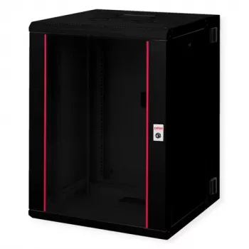 ROLINE 19 inch sienas skapis Pro 16U 600x600 DxP divdaļīgs pagriežams melns (26.21.0183)
