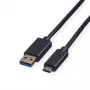 ROLINE GREEN USB 3.2 Gen 1 kabelis, USB A uz C, ST/ST, melns, 3 m 11.44.9013