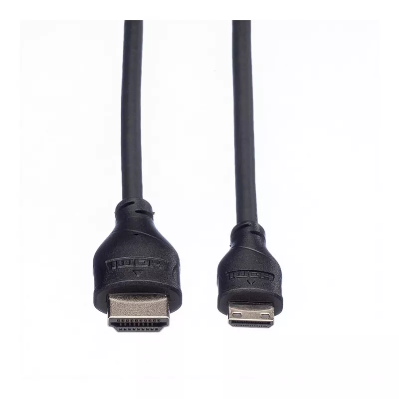 ROLINE HDMI ātrgaitas kabelis ar Ethernet, HDMI Type A vīrišķais uz Mini HDMI Type C vīrišķais, 1 m, melns