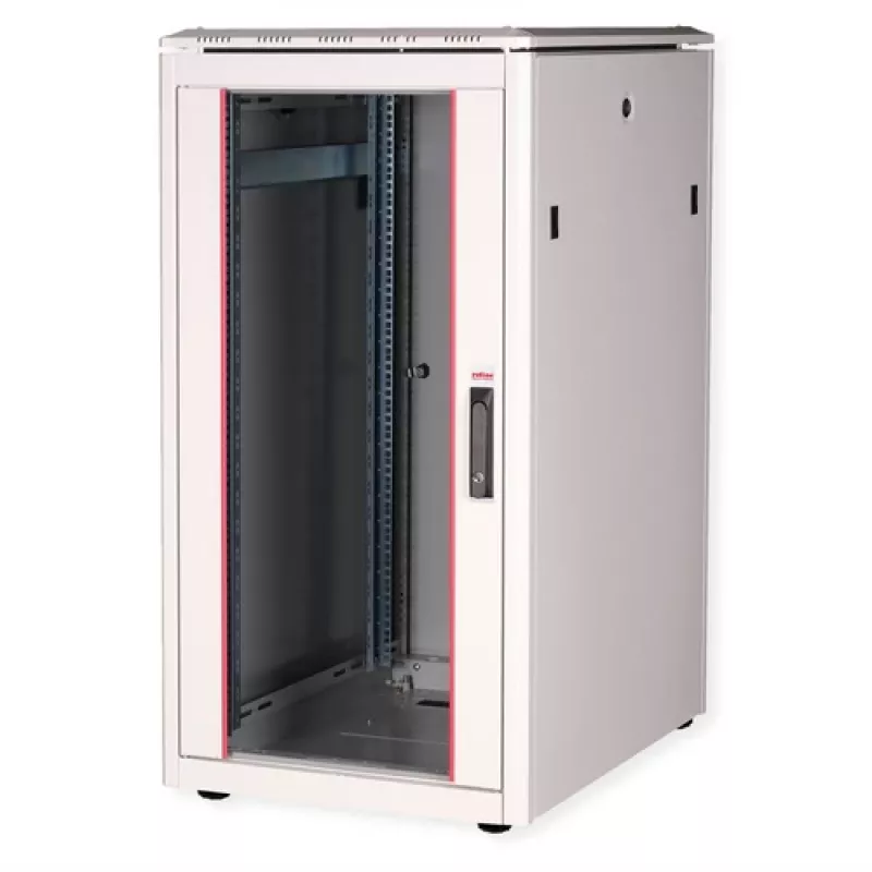 ROLINE Pro tīkla skapis 22U 600x800mm ar stikla durvīm, gaiši pelēks RAL 7035 26.21.0050