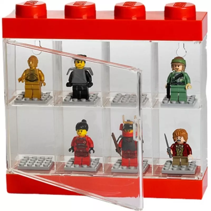 Room Copenhagen LEGO Minifigūru vitrīna 8 caurspīdīga sarkana