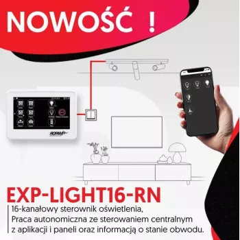 Ropam Lighting Controller EXP-LIGHT16-RN – 16 kanālu releja paplašināšanas modulis RopamNet kopnei