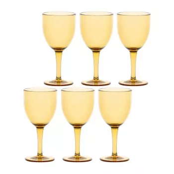 ROSE&TULIPANI FIABA 6 akrila vīna glāžu komplekts, 400 ml, dzintara krāsā