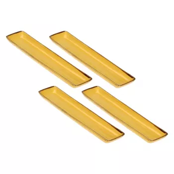 ROSE&TULIPANI Set of 4 Concerto Ocra Rectangular Trays - Yellow, 32 x 8 cm