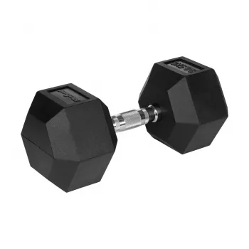 Gumijots čuguna sešstūra hantelis 22.5 kg - REBEL ACTIVE