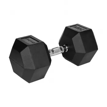 Ar gumiju pārklāts čuguna sešstūra hanteles 30 kg REBEL ACTIVE