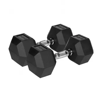 Ar gumiju pārklāti čuguna sešstūra hanteles 2x12,5 kg REBEL ACTIVE