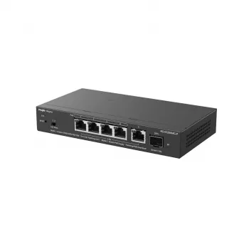 RUIJIE RG-ES206MG-P 6-Portu Gigabit PoE+ slēdzis ar 4 PoE+ portiem un 2 SFP slotiem, nepārvaldāms, darbvirsmas/sienas montāžai