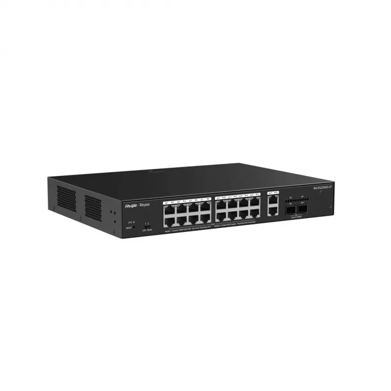 RUIJIE RG-ES220GS-LP 18-Port Gigabit PoE+ Smart Managed Switch ar 2 SFP portiem